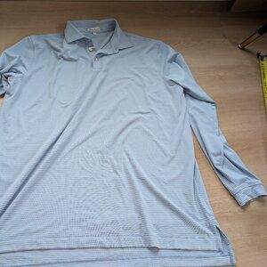 XL Peter Millar Shirt Golf Shirt Polo Blue Gray Spandex Polyester Long Sleeve